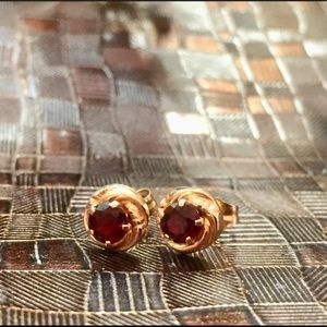 Garnet earrings set in 14k Gold